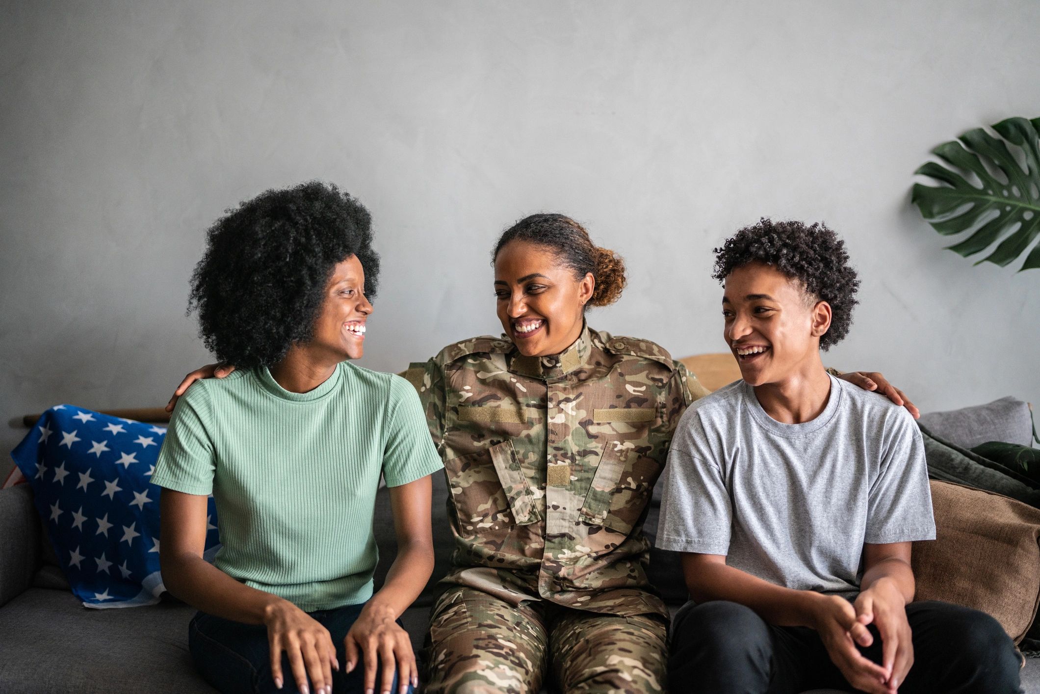 Military family receiving support at home