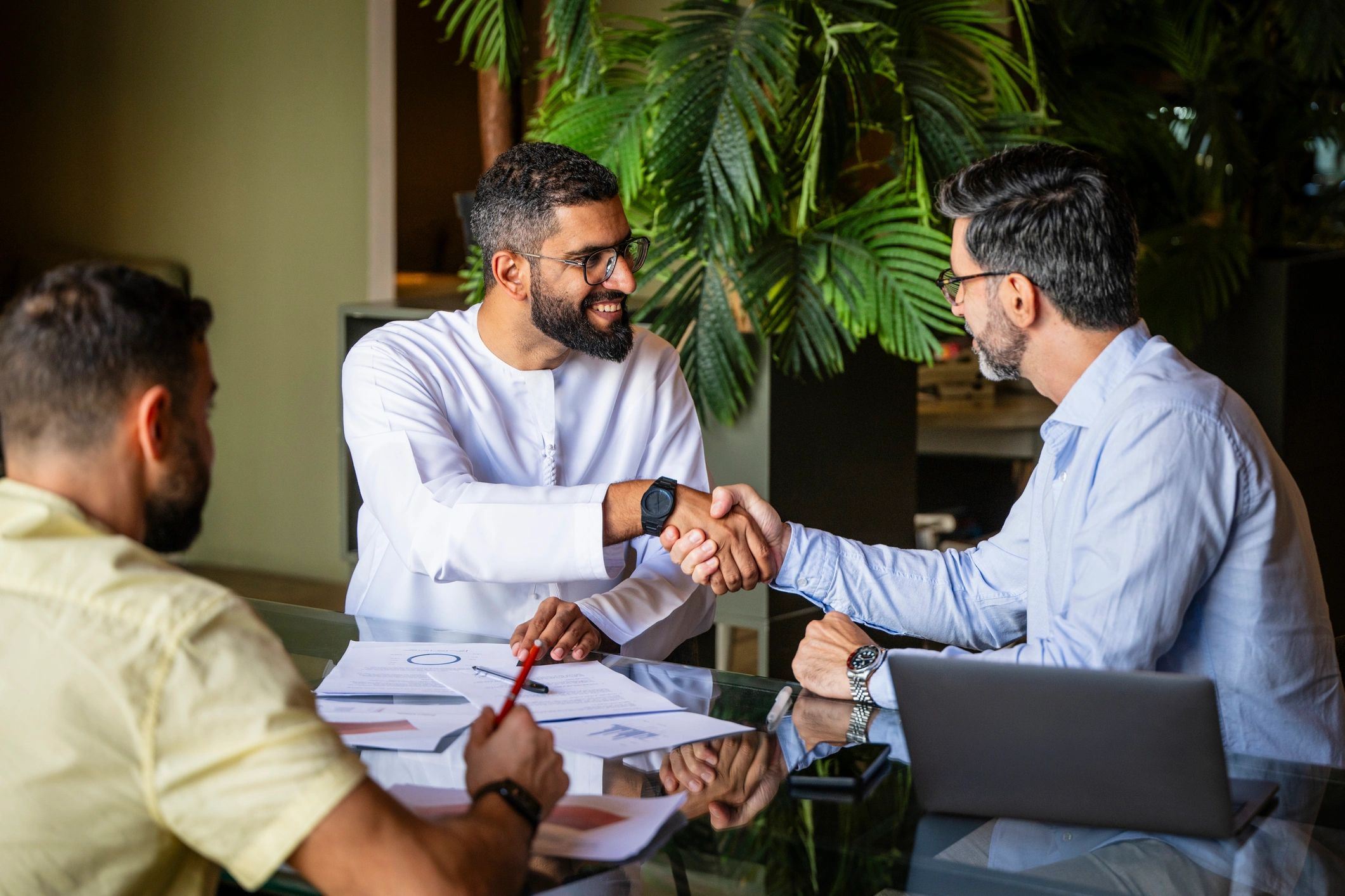 Handshake over a document